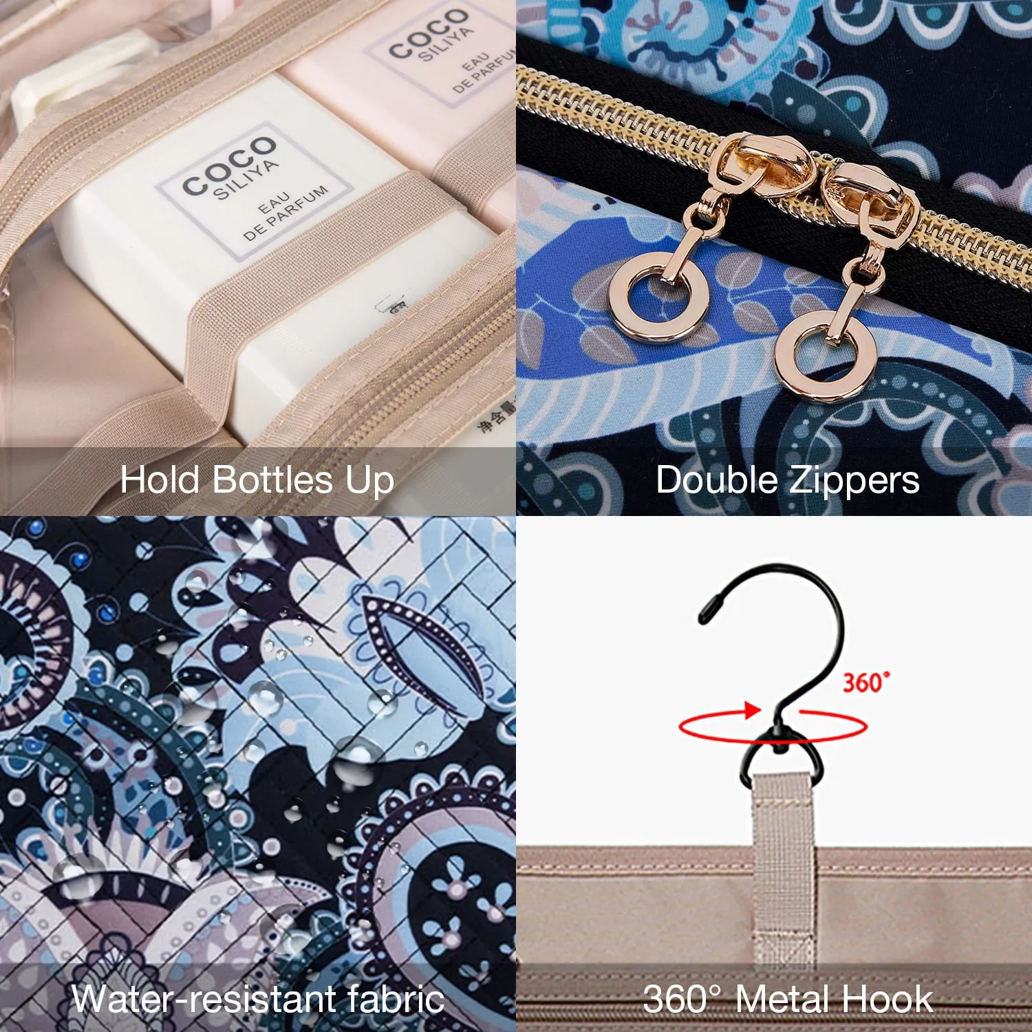 Bonchemin Blue Paisley The Space Saver Toiletry Bag sold by Bagsmart product image thumbnail 4