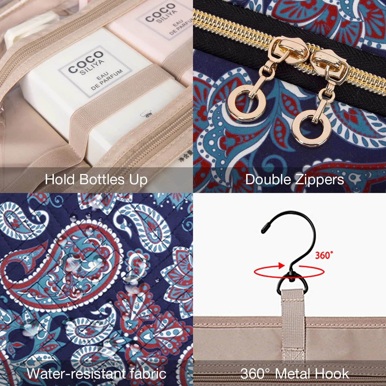 Bonchemin Red Paisley The Space Saver Toiletry Bag sold by Bagsmart product image thumbnail 3