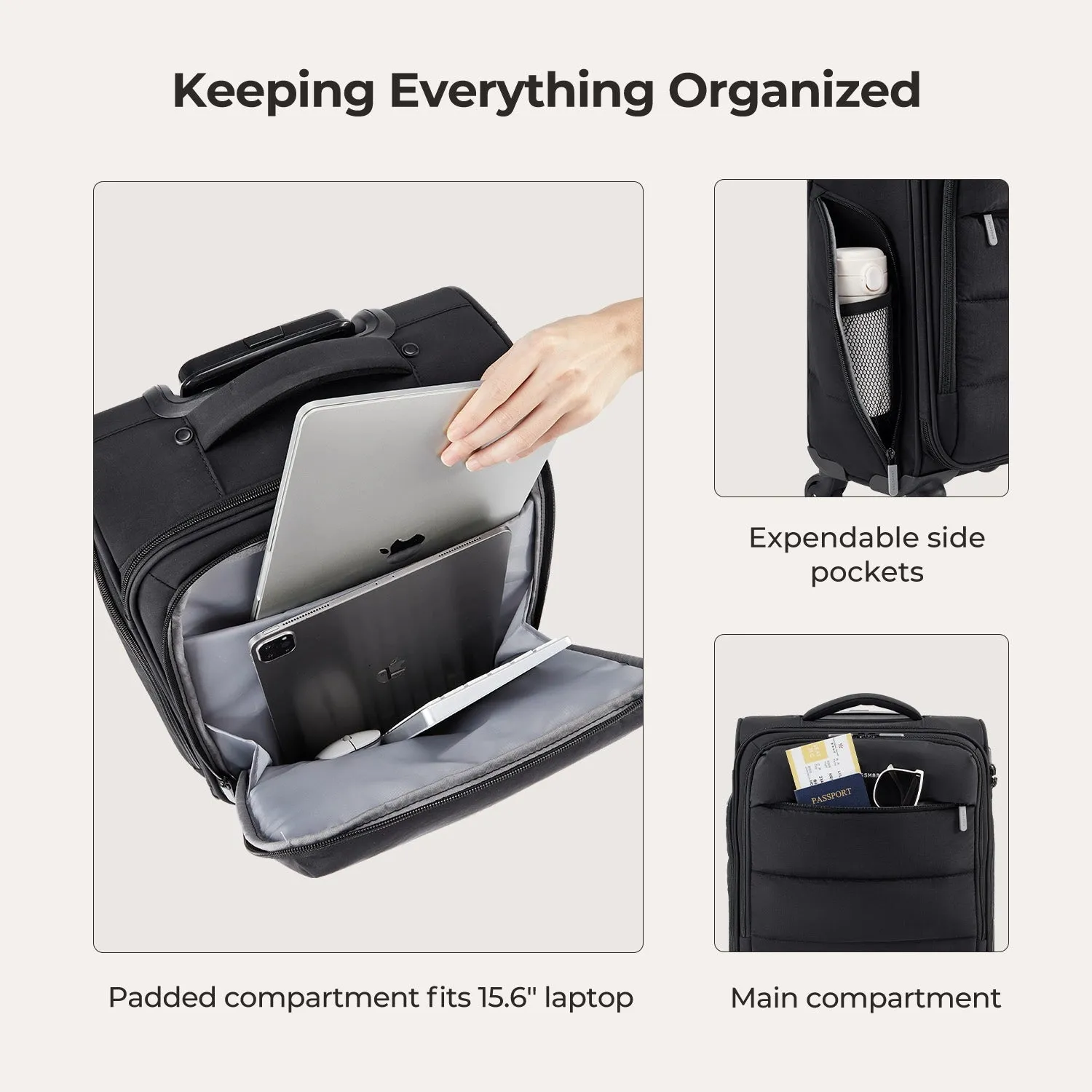 Bagsmart 16" Personal Item Carry on Luggage sold by Bagsmart product image thumbnail 2