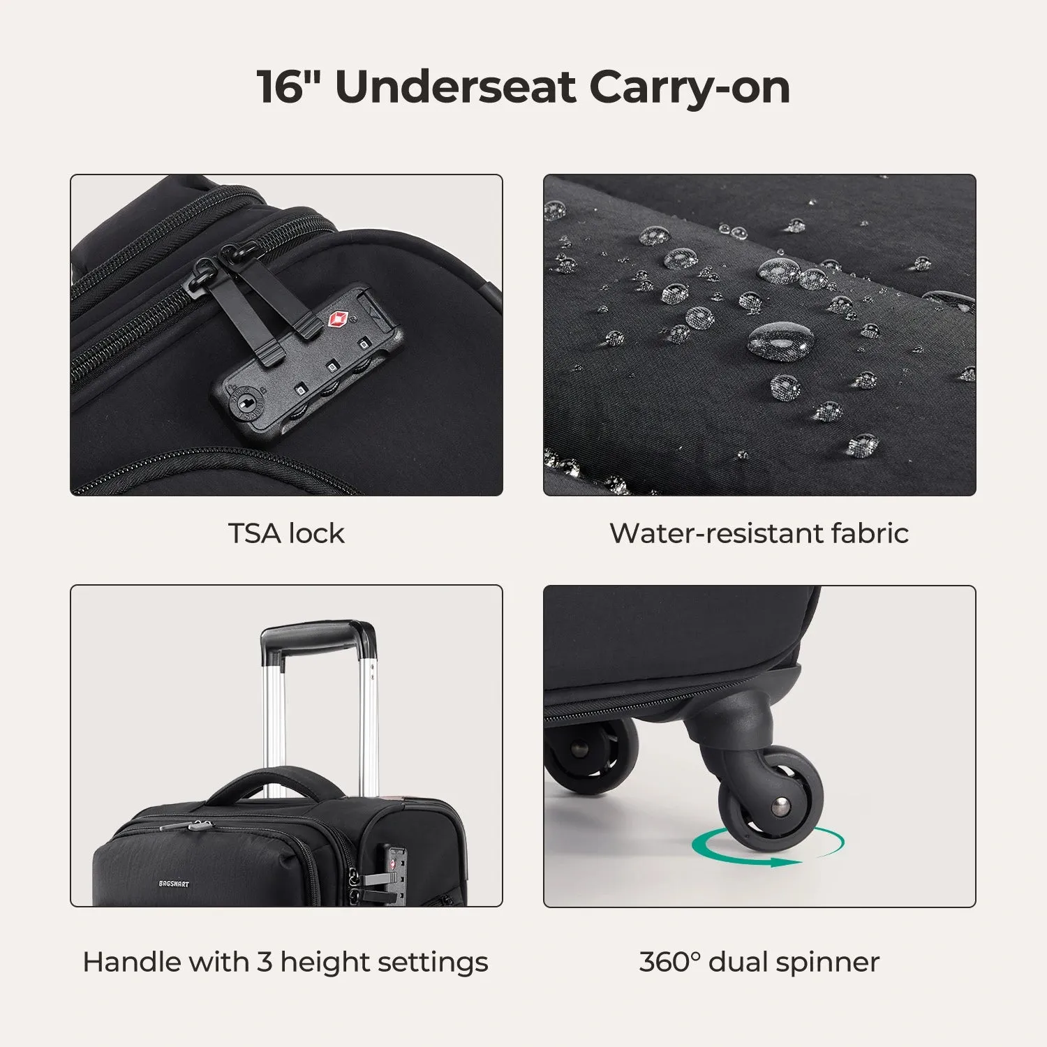 Bagsmart 16" Personal Item Carry on Luggage sold by Bagsmart product image thumbnail 4