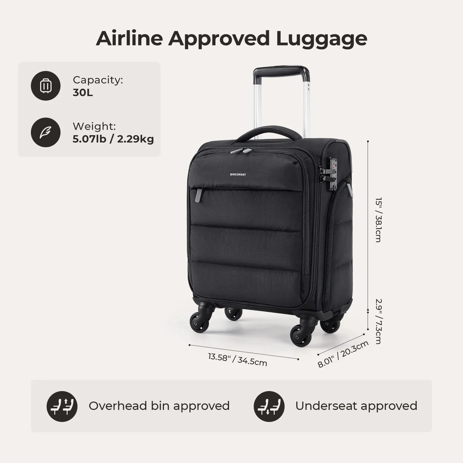 Bagsmart 16" Personal Item Carry on Luggage sold by Bagsmart product image thumbnail 5