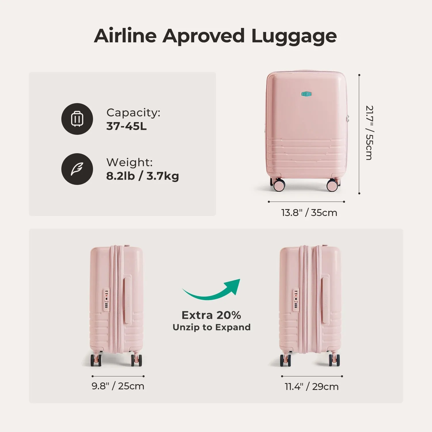 Getaway 20" Carry-On sold by Bagsmart product image thumbnail 2