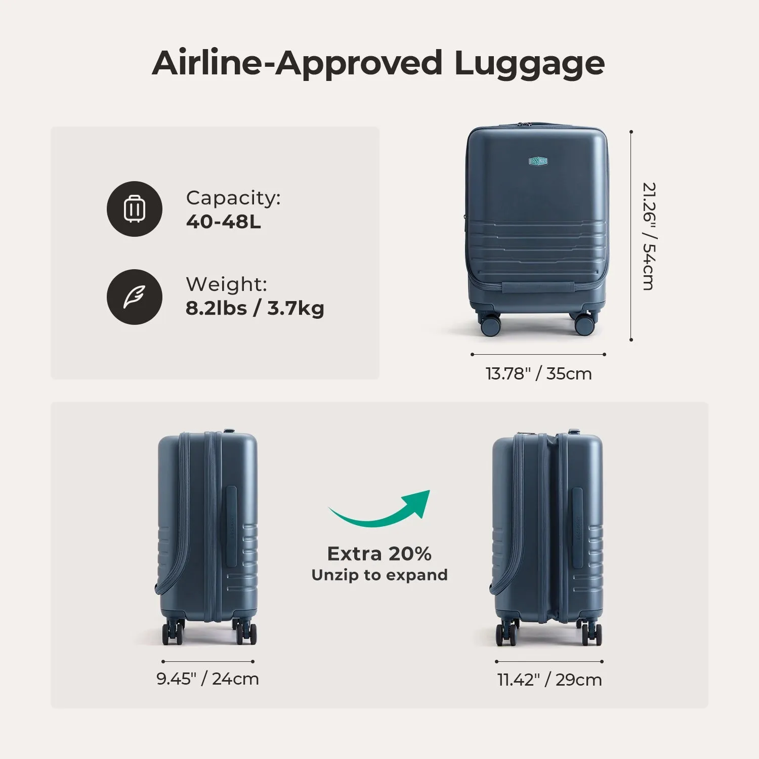 Getaway 20'' Carry-on: Front-Opening sold by Bagsmart product image thumbnail 2