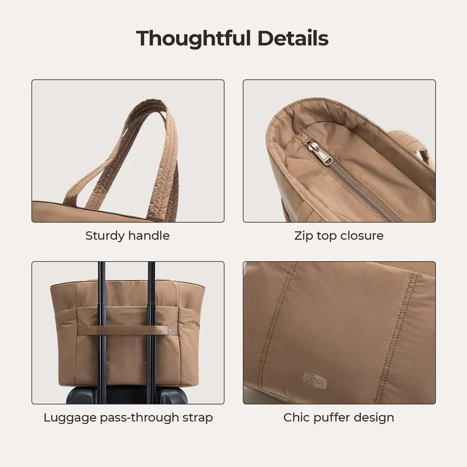 Puffy Tote Bag sold by Bagsmart product image thumbnail 3