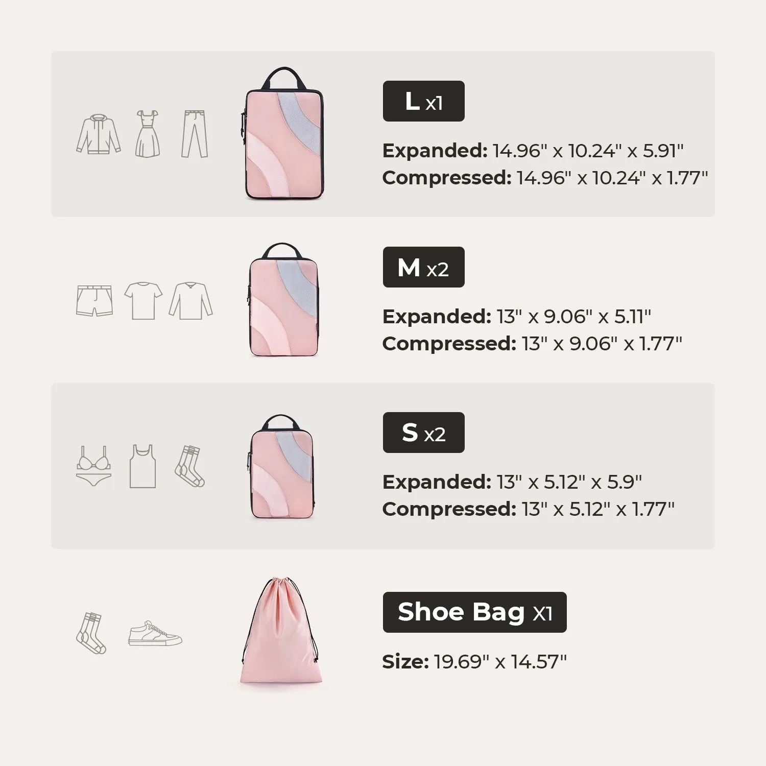 BAGSMART Compression Packing Cubes sold by Bagsmart product image thumbnail 2