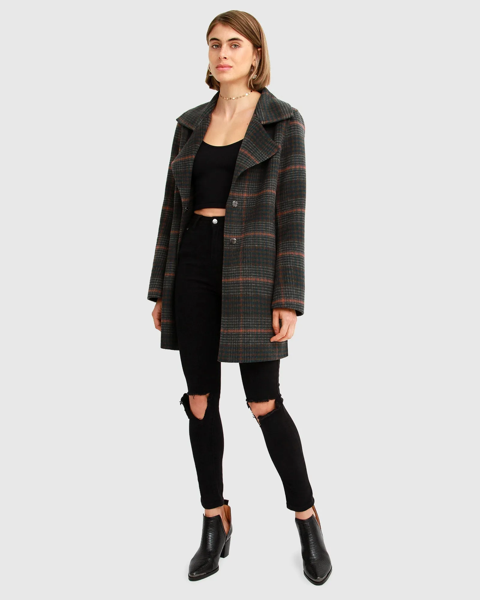 Ex-Boyfriend Wool Blend Oversized Jacket - Brown Plaid sold by Belle & Bloom product image thumbnail 5