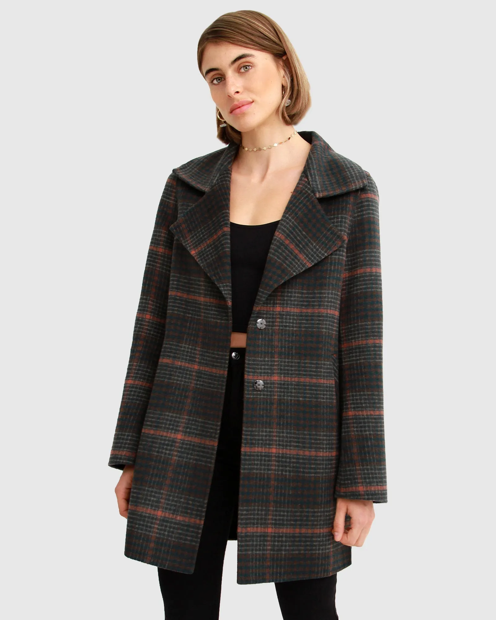 Ex-Boyfriend Wool Blend Oversized Jacket - Brown Plaid sold by Belle & Bloom product image thumbnail 2
