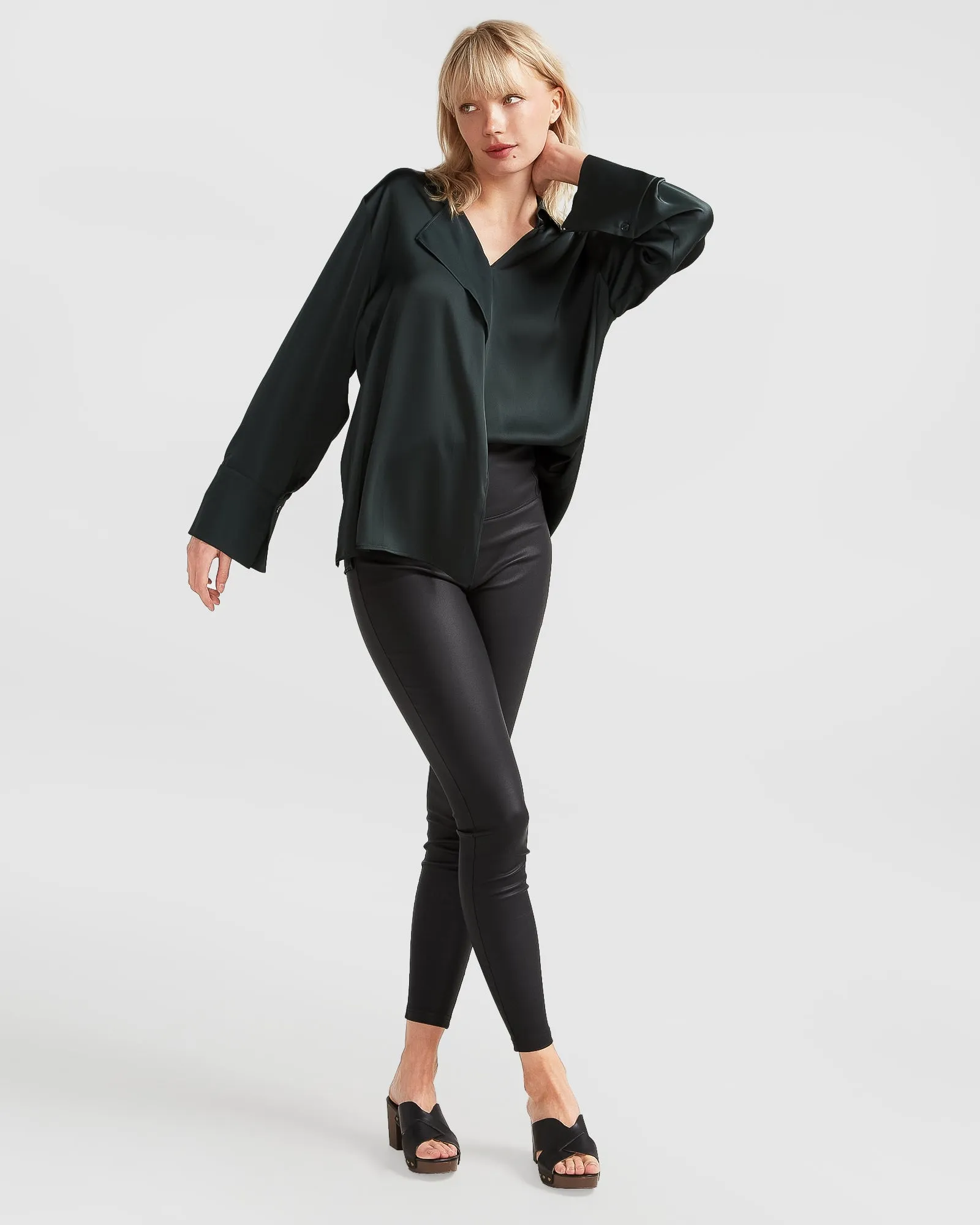 Gemini Waterfall Shirt - Dark Green sold by Belle & Bloom