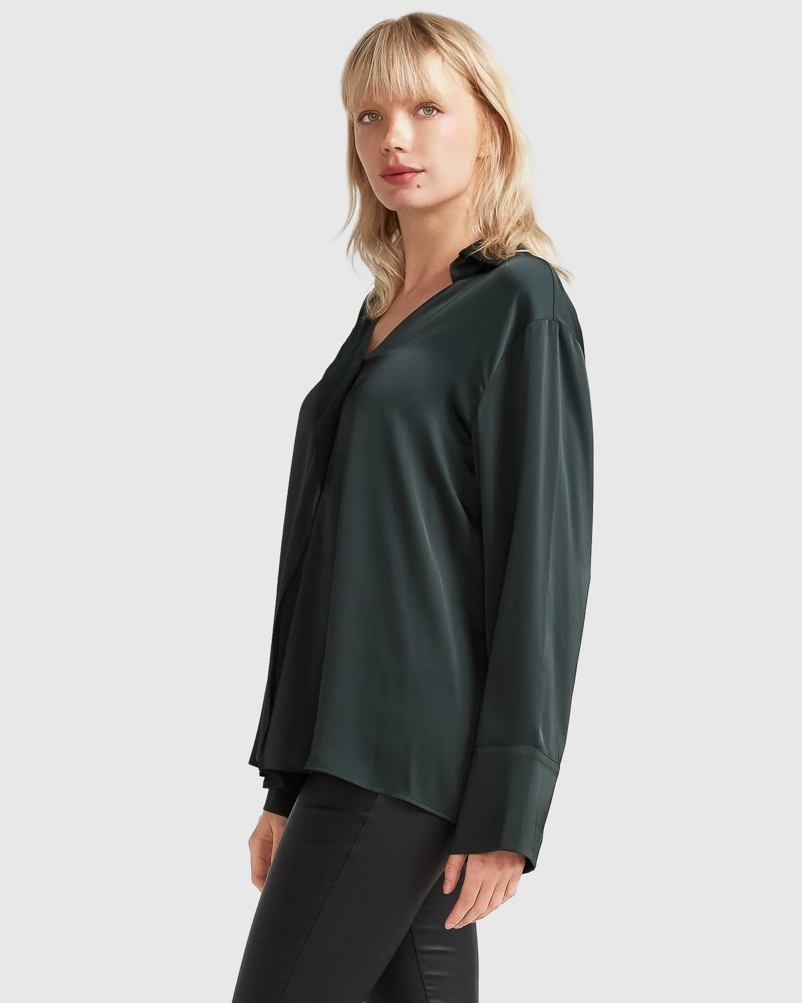 Gemini Waterfall Shirt - Dark Green sold by Belle & Bloom product image thumbnail 3