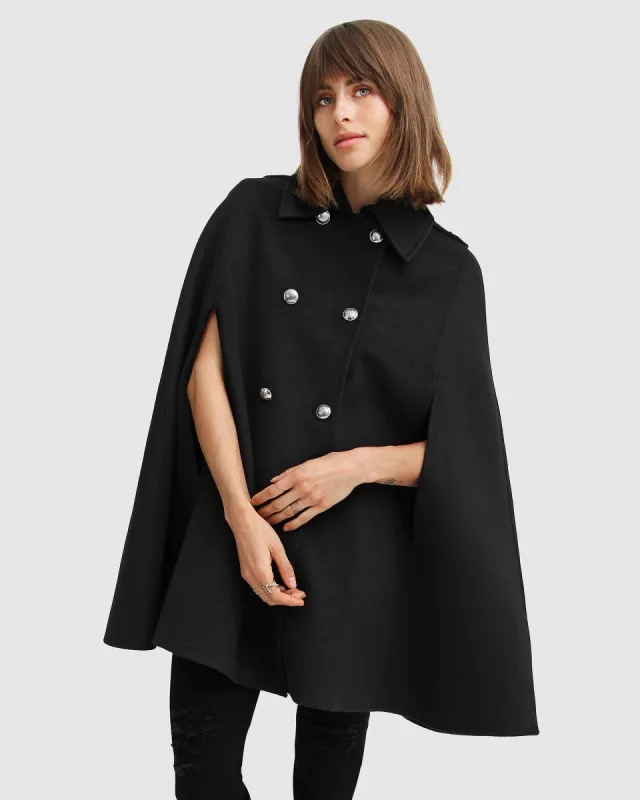 On My Mind Wool Blend Cape - Black sold by Belle & Bloom