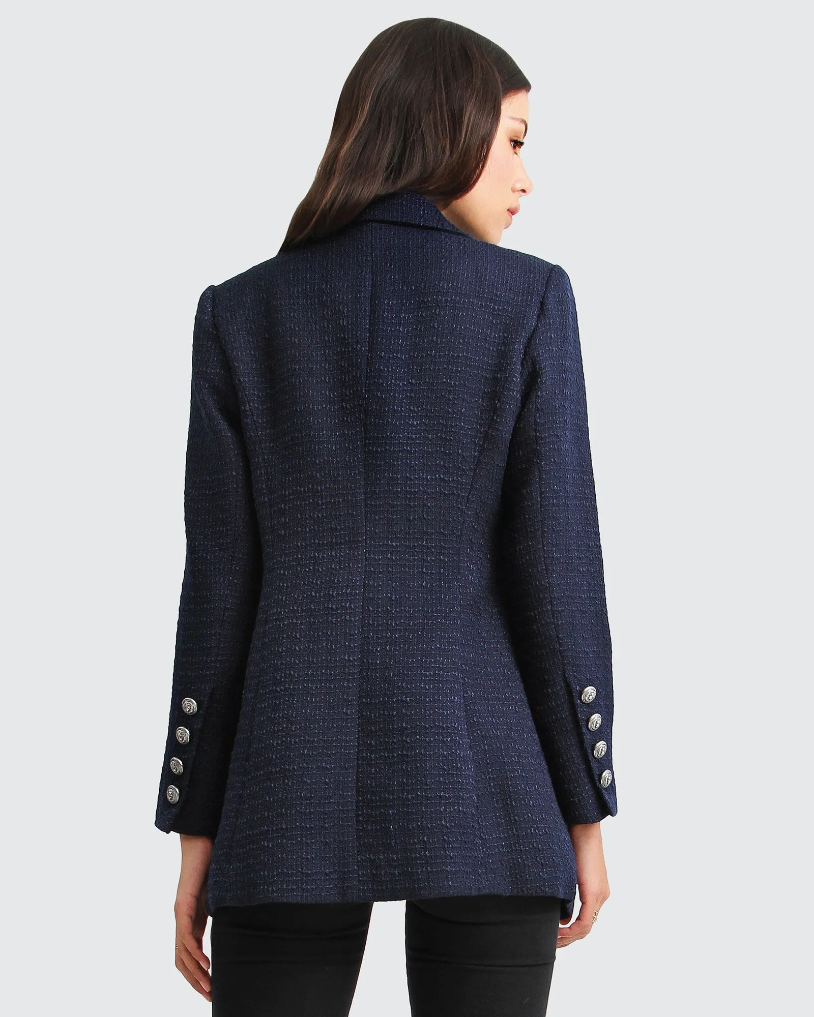 Princess Polina Textured Weave Blazer - Navy sold by Belle & Bloom product image thumbnail 4