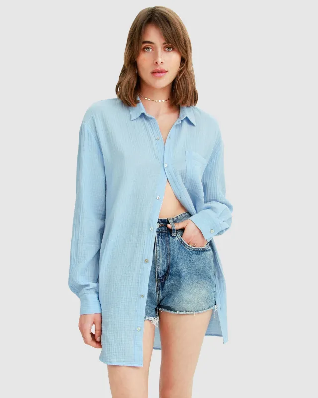 South Coast Oversized Shirt - Light Blue FINAL SALE sold by Belle & Bloom