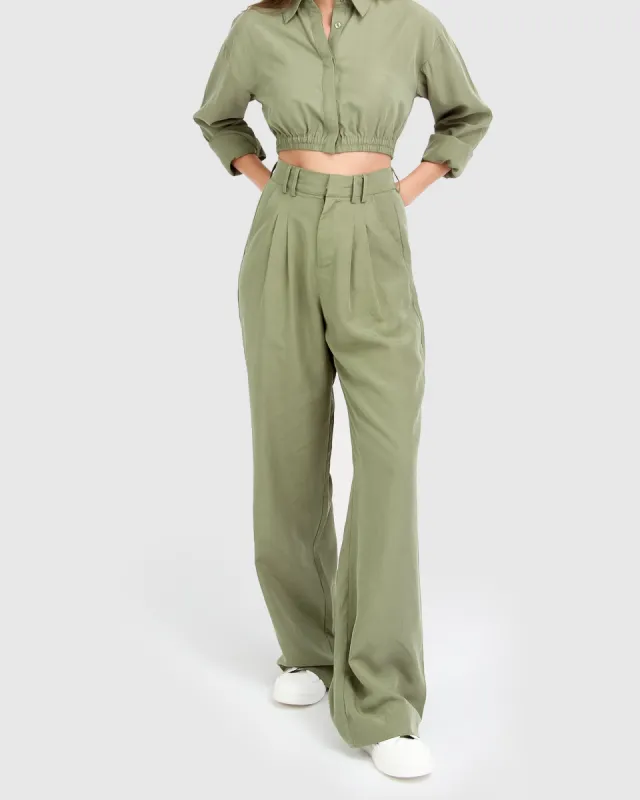 State of Play Wide Leg Pant - Army Green sold by Belle & Bloom