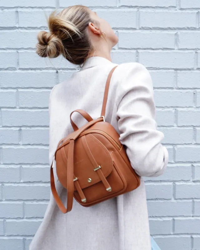 Camila Leather Backpack - Brown sold by Belle & Bloom