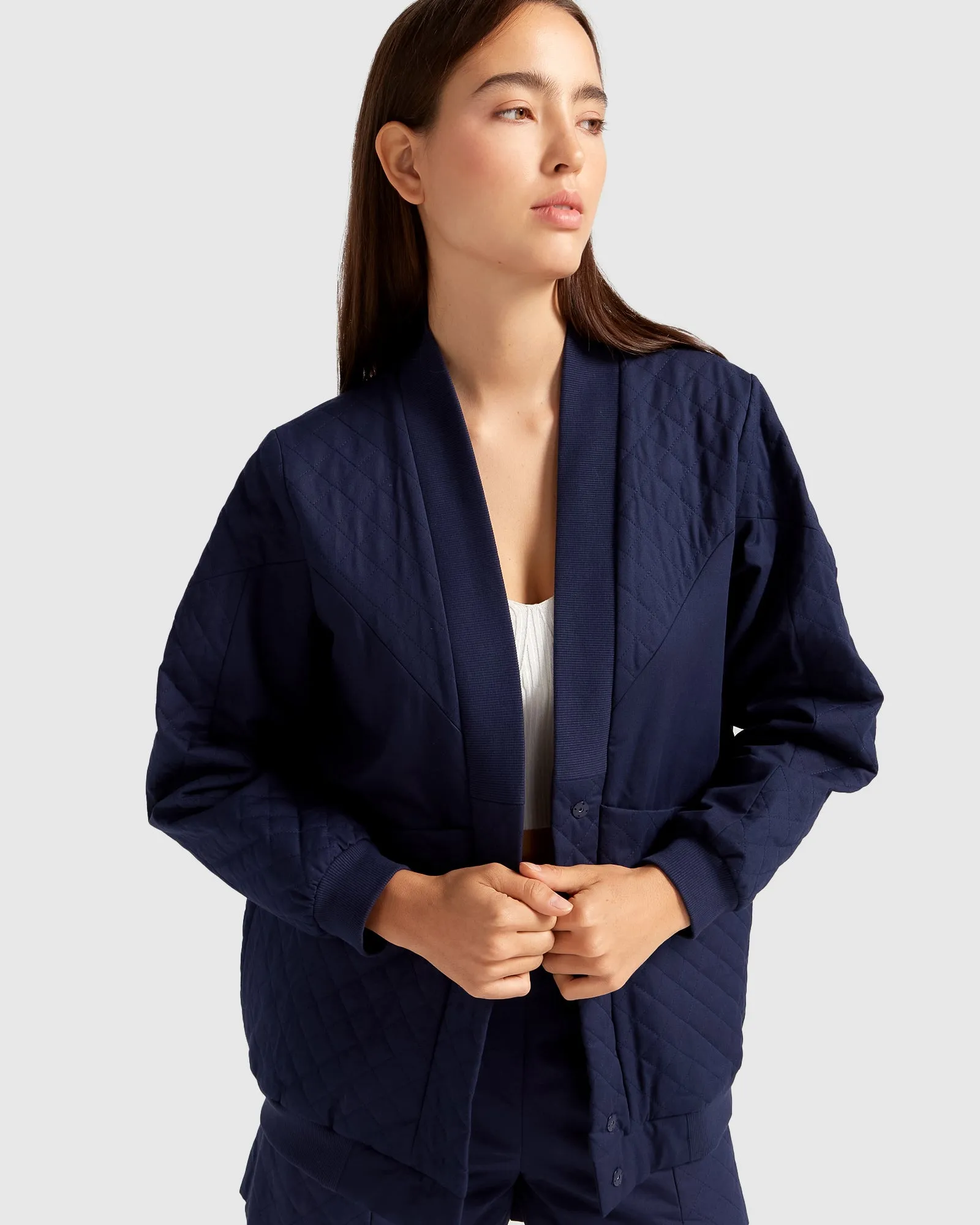 Over It Quilted Bomber - Navy sold by Belle & Bloom product image thumbnail 5