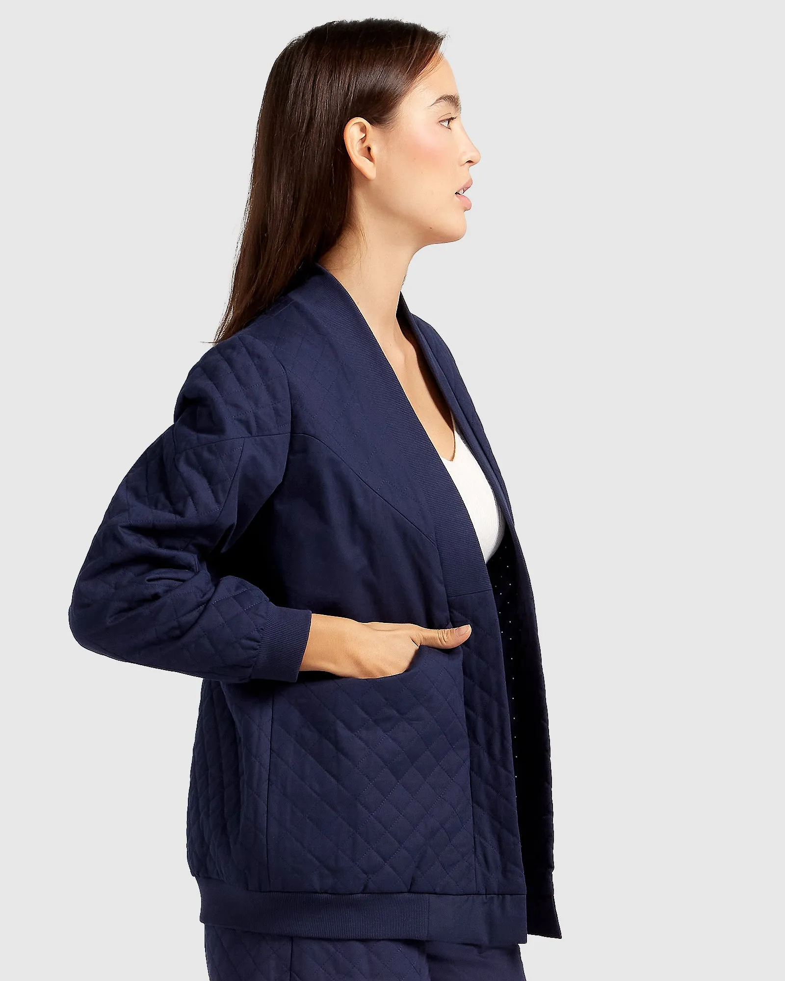 Over It Quilted Bomber - Navy sold by Belle & Bloom product image thumbnail 3