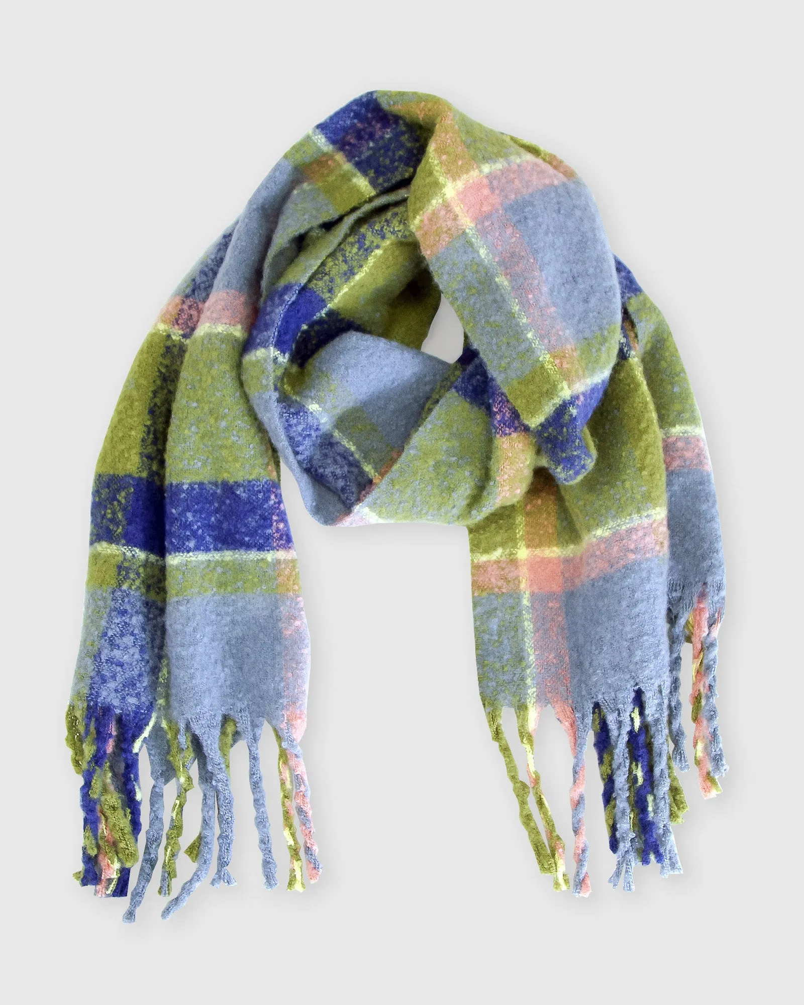 Upstate Brushed Plaid Scarf - Olive sold by Belle & Bloom