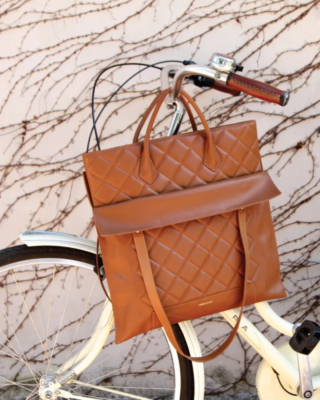 Lost Lovers Quilted Leather Tote - Camel sold by Belle & Bloom