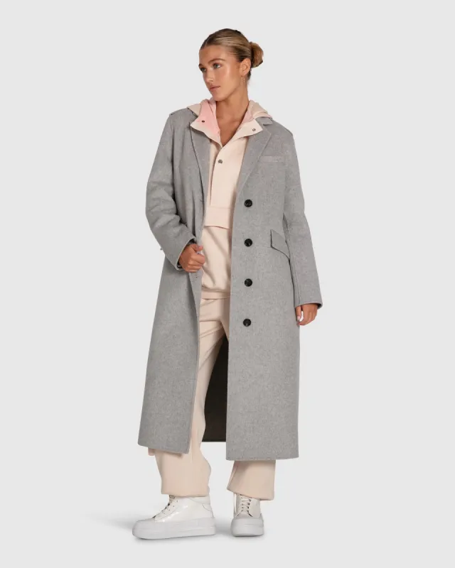 Tainted Love Wool Blend Longline Coat - Grey Marle sold by Belle & Bloom