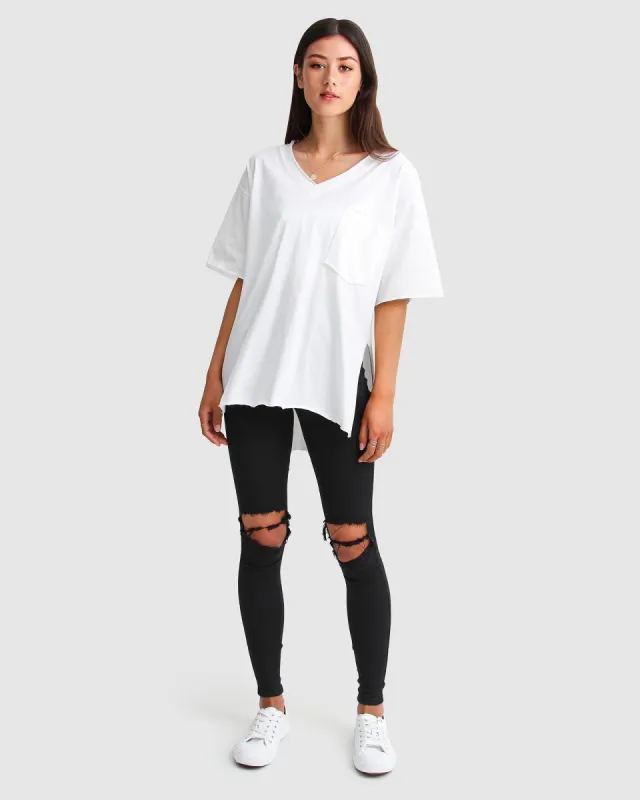 Brave Soul Oversized T-Shirt - White sold by Belle & Bloom
