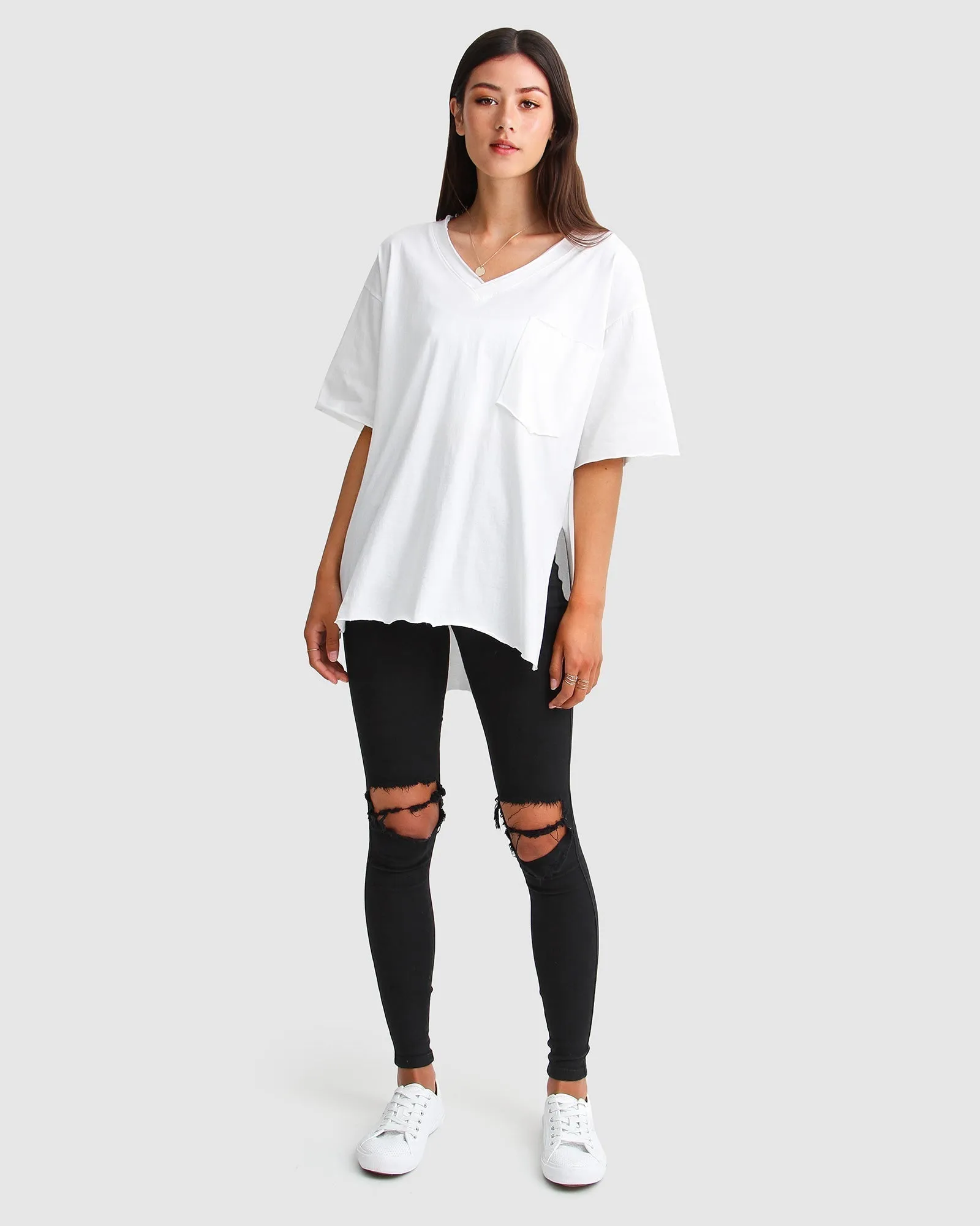 Brave Soul Oversized T-Shirt - White sold by Belle & Bloom