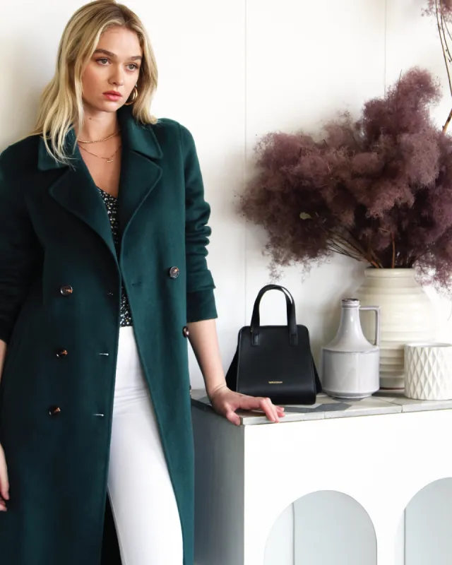 Front Runner Wool Blend Belted Coat - Dark Green sold by Belle & Bloom