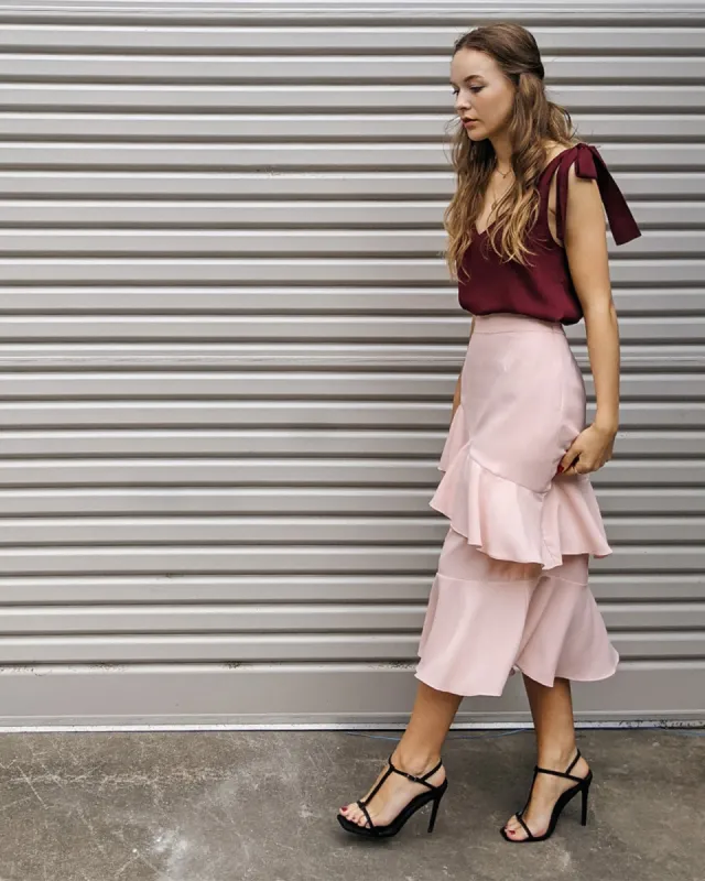 Feel For You V-Neck Top - Burgundy sold by Belle & Bloom