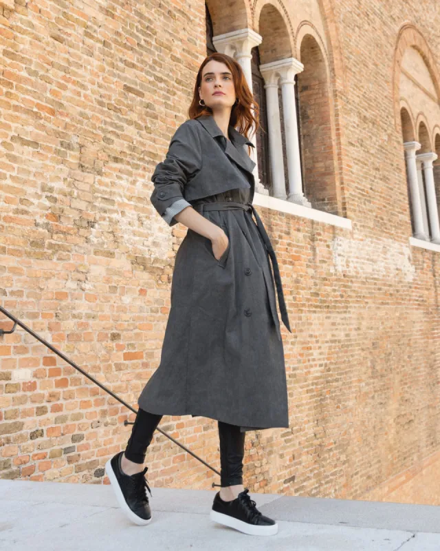 Empirical City Trench Coat - Washed Black sold by Belle & Bloom