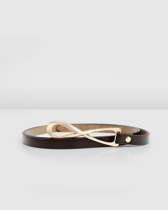 London Mood Leather Tie Belt - Black sold by Belle & Bloom