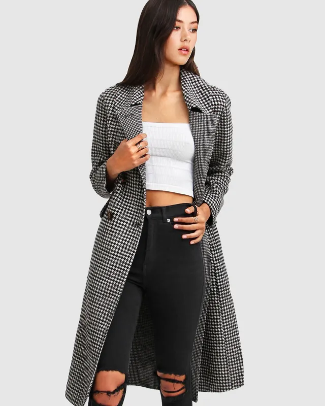 Save My Love Wool Coat - Black & White Check sold by Belle & Bloom