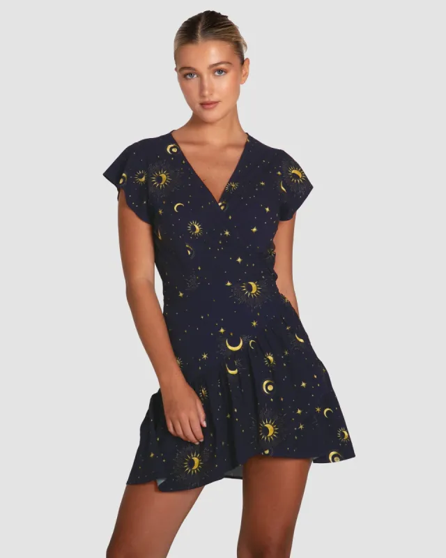 Love Shack Mini Wrap Dress - Navy made by Belle & Bloom