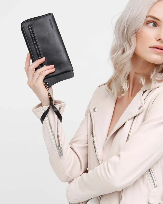 Penelope Leather Wallet  - Black sold by Belle & Bloom
