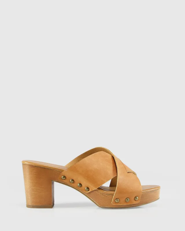 Midtown Clog Mule - Tan sold by Belle & Bloom