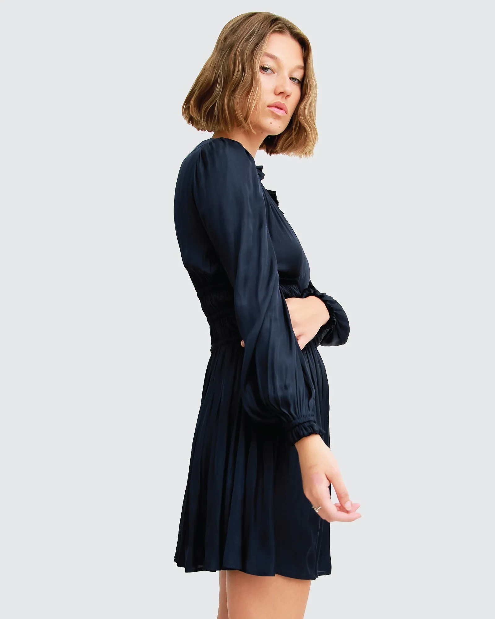 Shine Bright Ruched Mini Dress - Navy sold by Belle & Bloom product image thumbnail 3