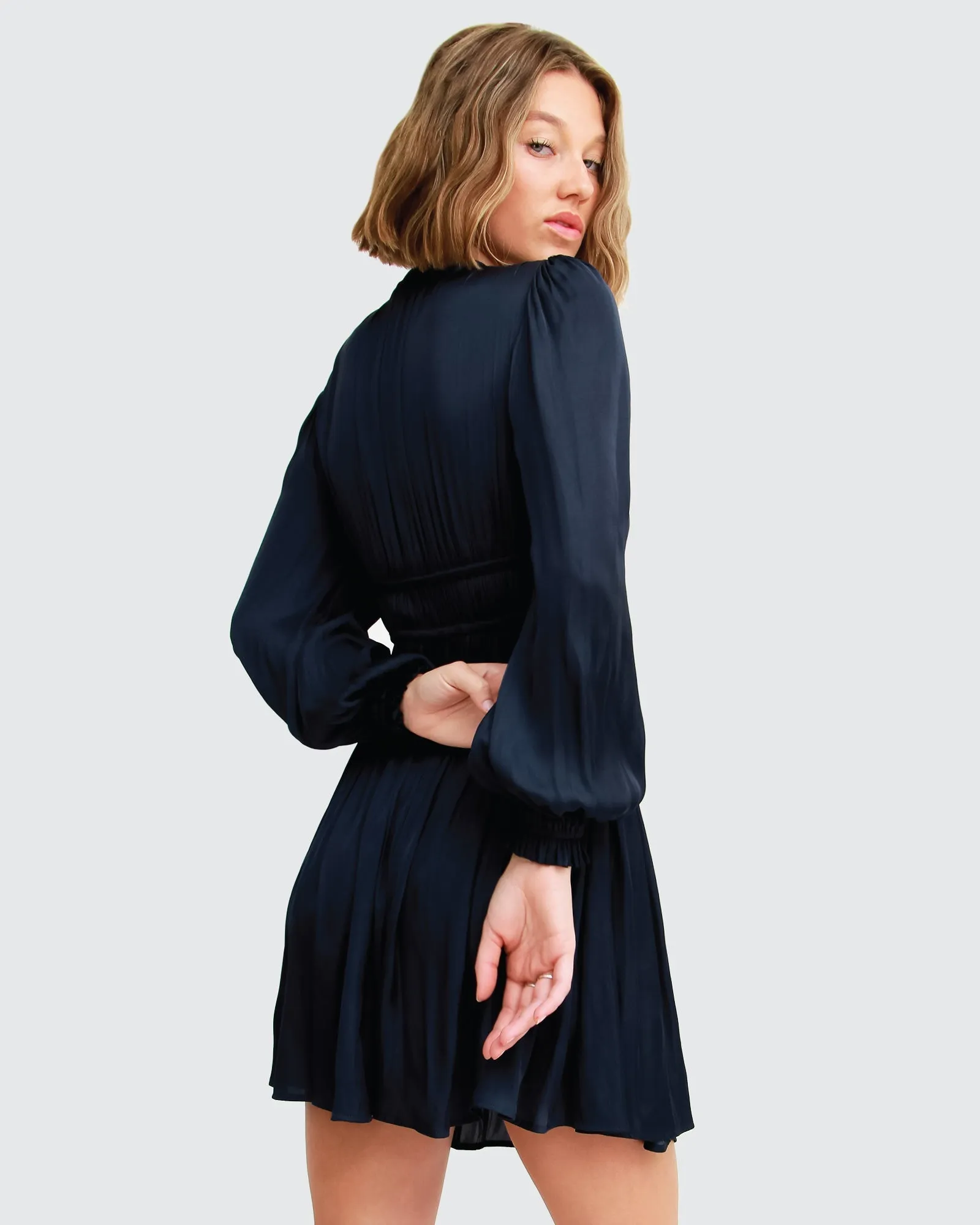 Shine Bright Ruched Mini Dress - Navy sold by Belle & Bloom product image thumbnail 4