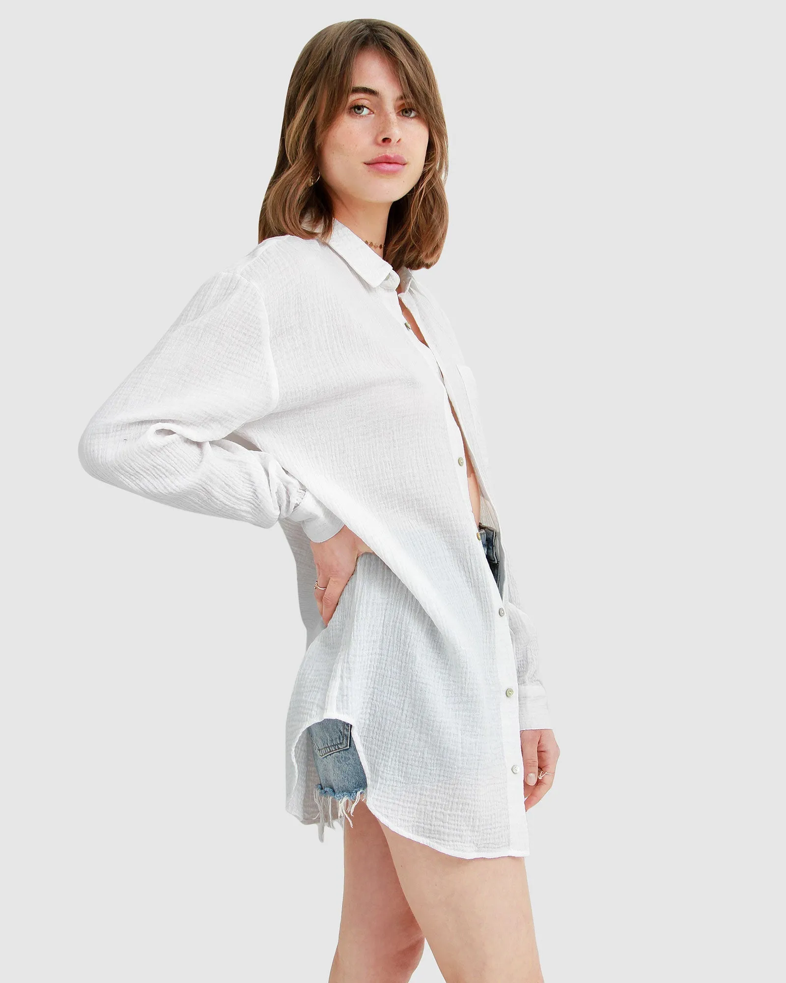 South Coast Oversized Shirt - White sold by Belle & Bloom product image thumbnail 2