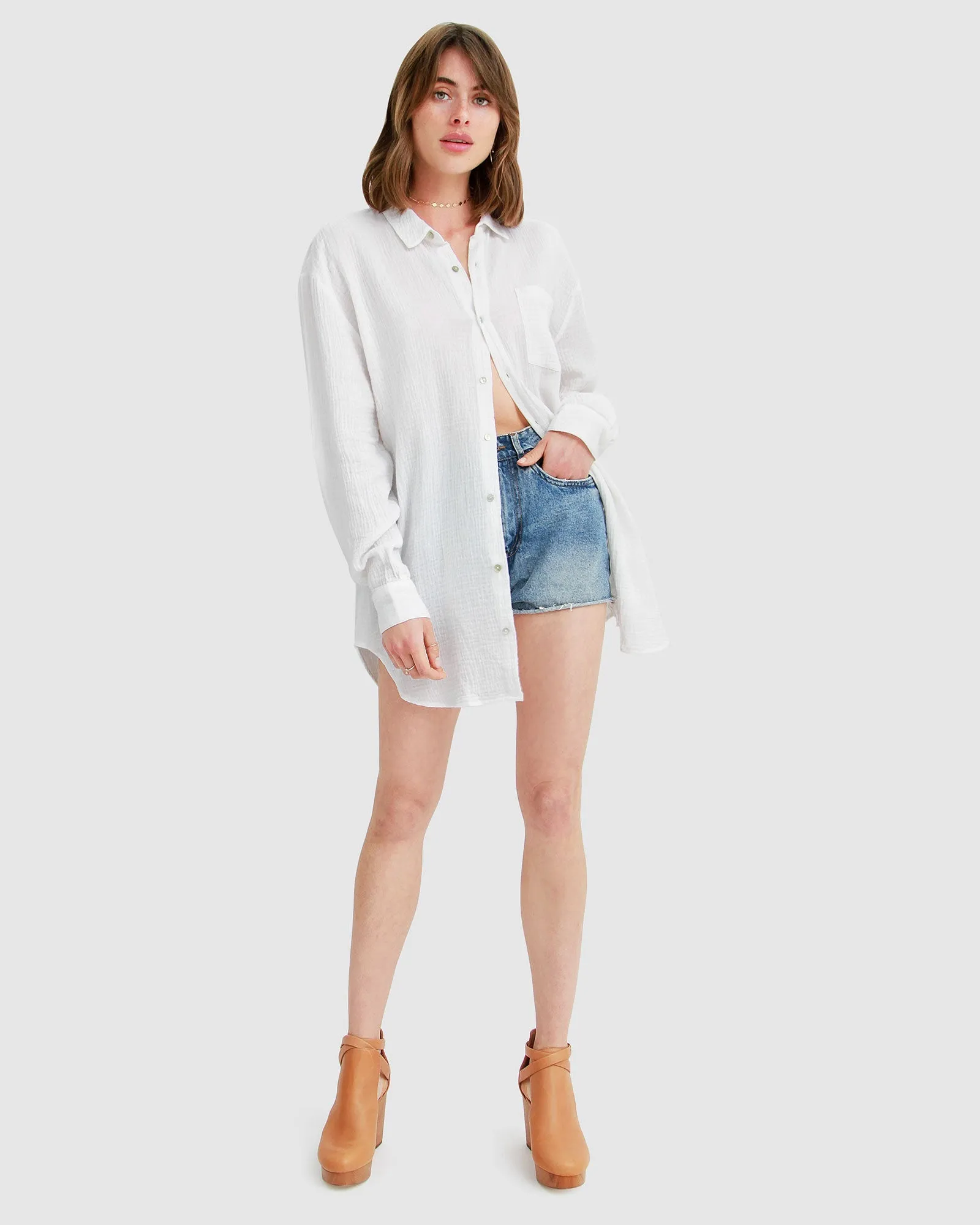 South Coast Oversized Shirt - White sold by Belle & Bloom product image thumbnail 4