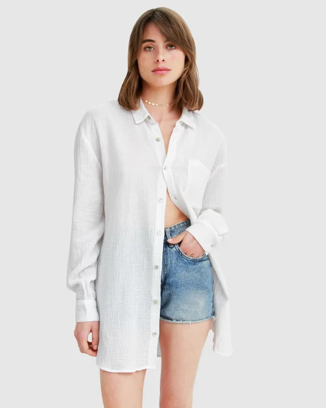 South Coast Oversized Shirt - White sold by Belle & Bloom