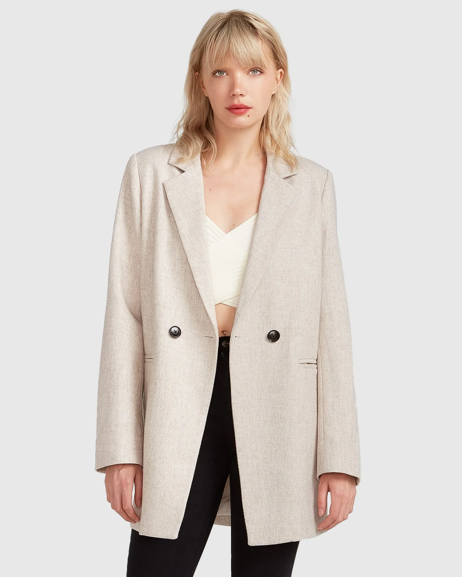 Kensington Wool Blend Oversized Blazer - Natural sold by Belle & Bloom product image thumbnail 2