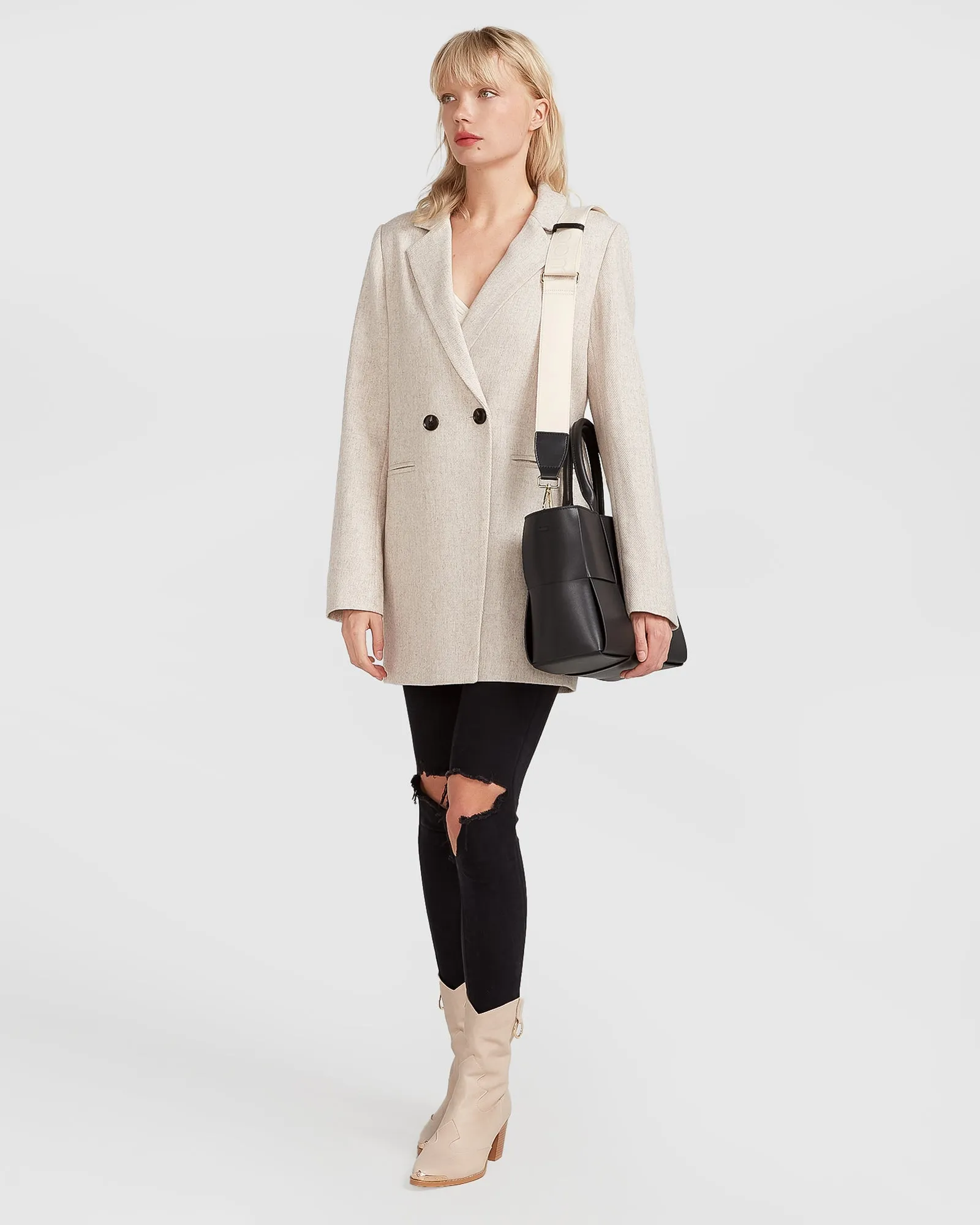 Kensington Wool Blend Oversized Blazer - Natural sold by Belle & Bloom product image thumbnail 5