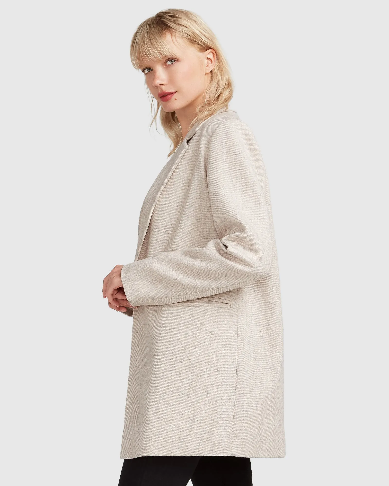 Kensington Wool Blend Oversized Blazer - Natural sold by Belle & Bloom product image thumbnail 3