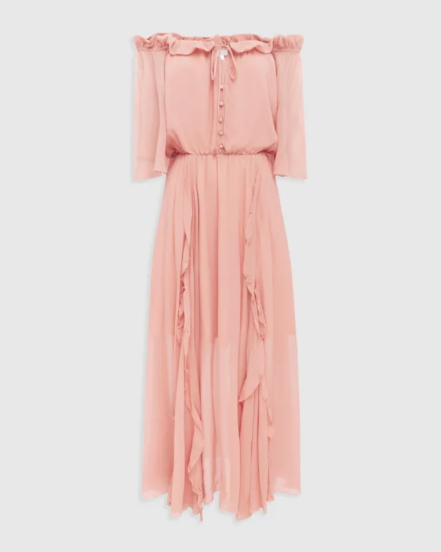 Amour Amour Ruffled Midi Dress - Desert Rose FINAL SALE sold by Belle & Bloom