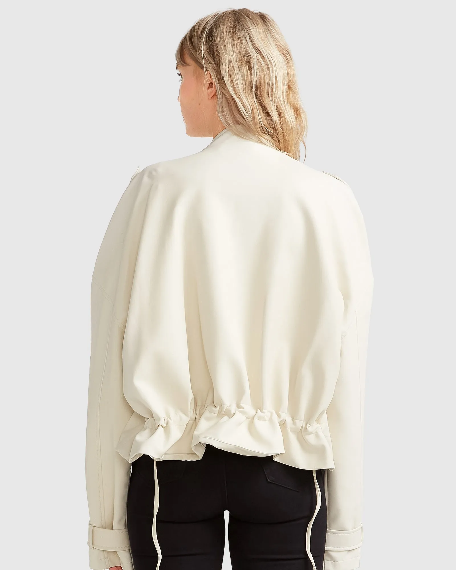 Reload Draped Leather Look Jacket - Cream sold by Belle & Bloom product image thumbnail 5