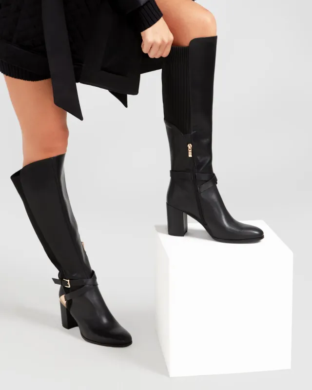 Breton Knee High Boot - Black sold by Belle & Bloom