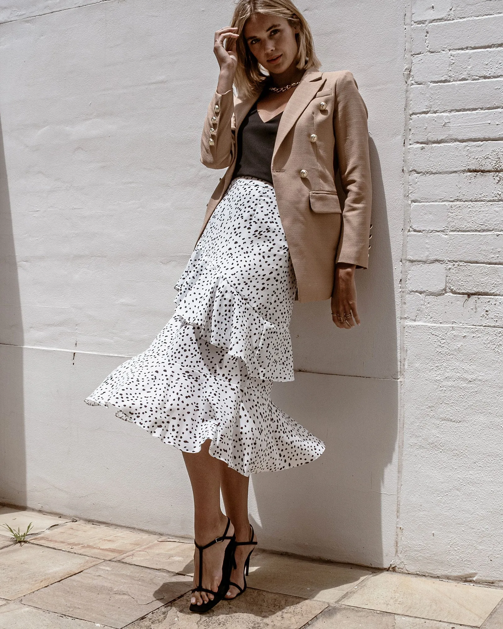 Princess Polina Textured Weave Blazer - Camel sold by Belle & Bloom product image thumbnail 3