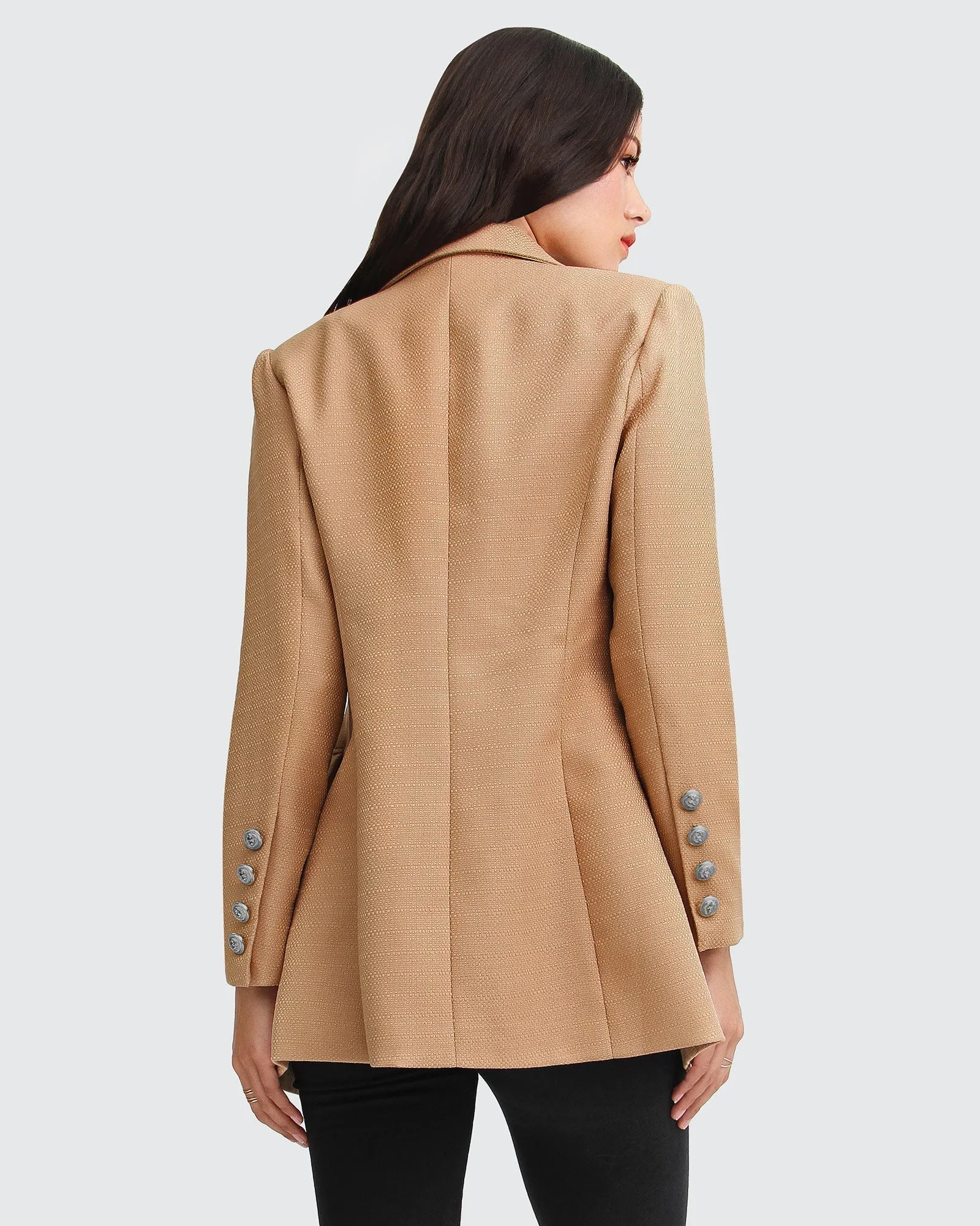Princess Polina Textured Weave Blazer - Camel sold by Belle & Bloom product image thumbnail 5