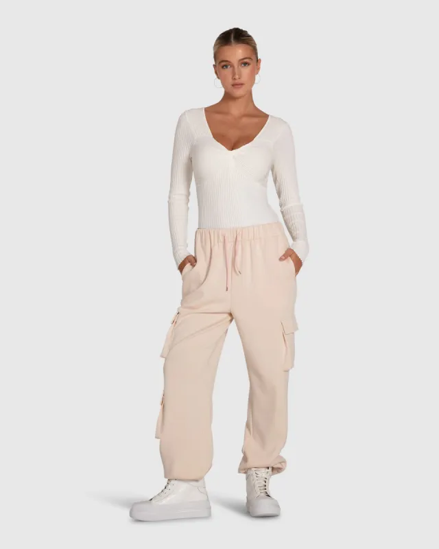 Perfect Match Cargo Trackpants - Blush sold by Belle & Bloom