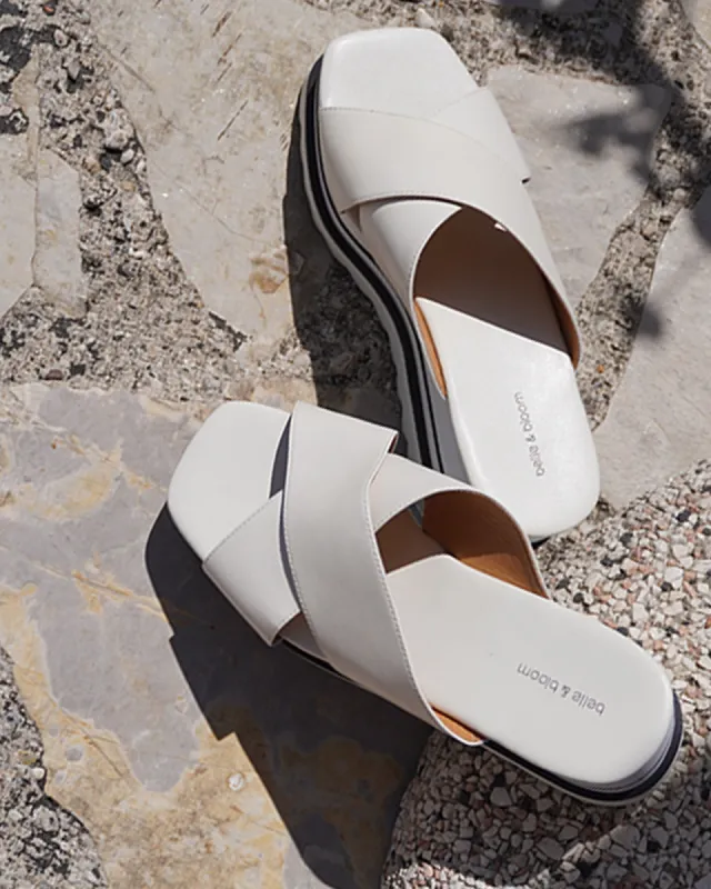Riviera Platform Slide - White sold by Belle & Bloom
