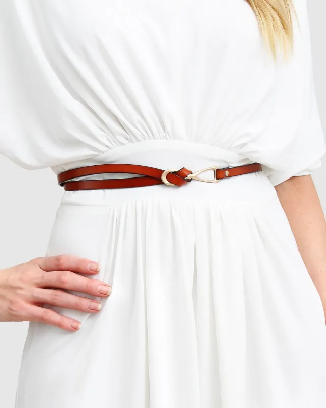 London Mood Leather Tie Belt - Brown sold by Belle & Bloom