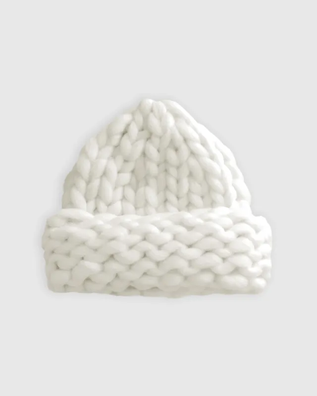 Snowflake Hand Knitted Beanie - Off-white made by Belle & Bloom